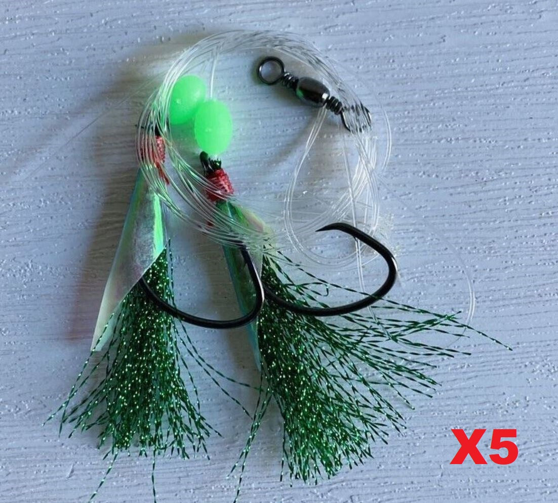 5 x 5/0 Custom Designed Snapper Fishing Rigs In 5 Colours Tackle